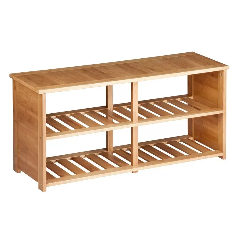 10-Pair Bamboo Shoe Storage Bench