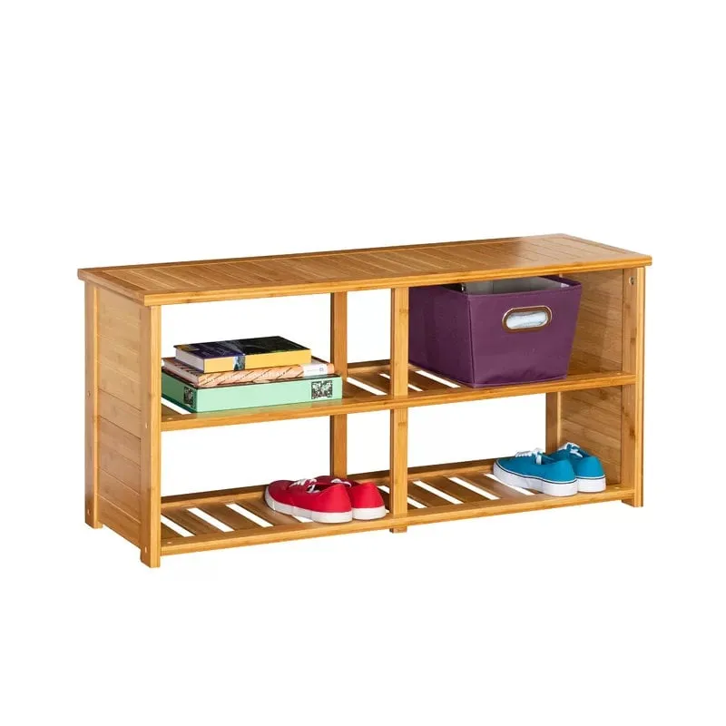 10-Pair Bamboo Shoe Storage Bench