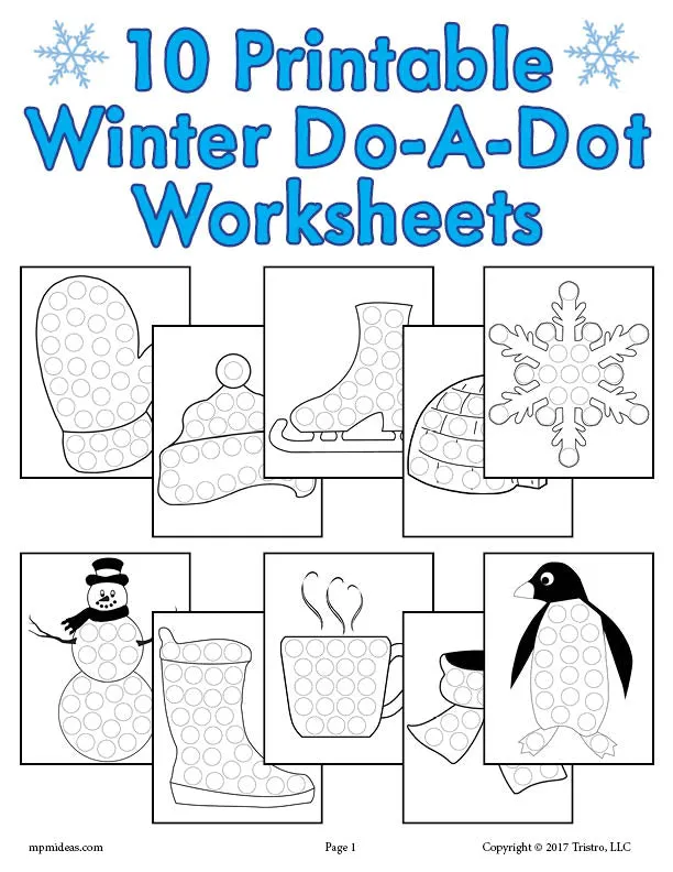 10 Winter Do-A-Dot Printables!