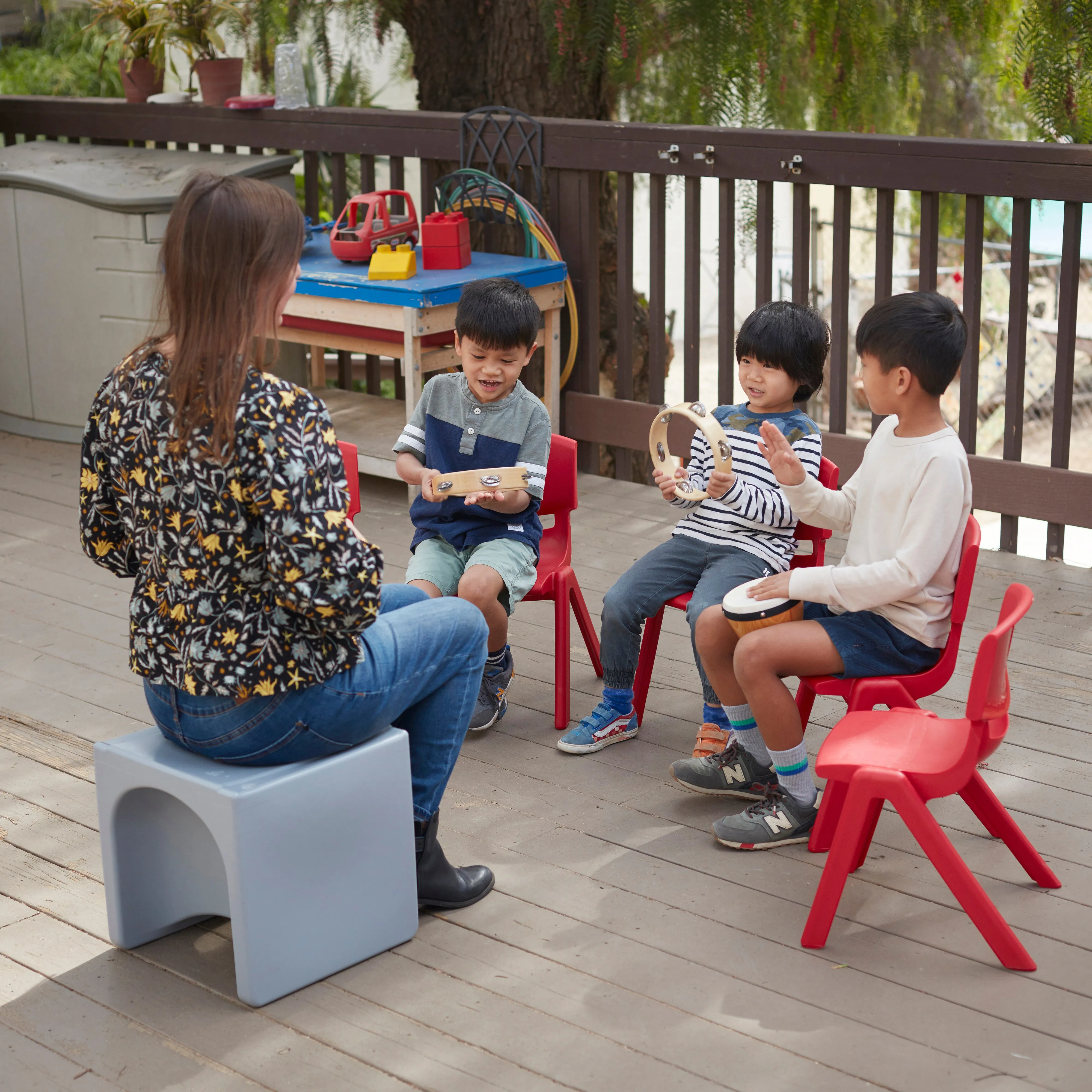 12in Plastic School Stack Chair, Classroom Furniture, Blue, 10-Piece