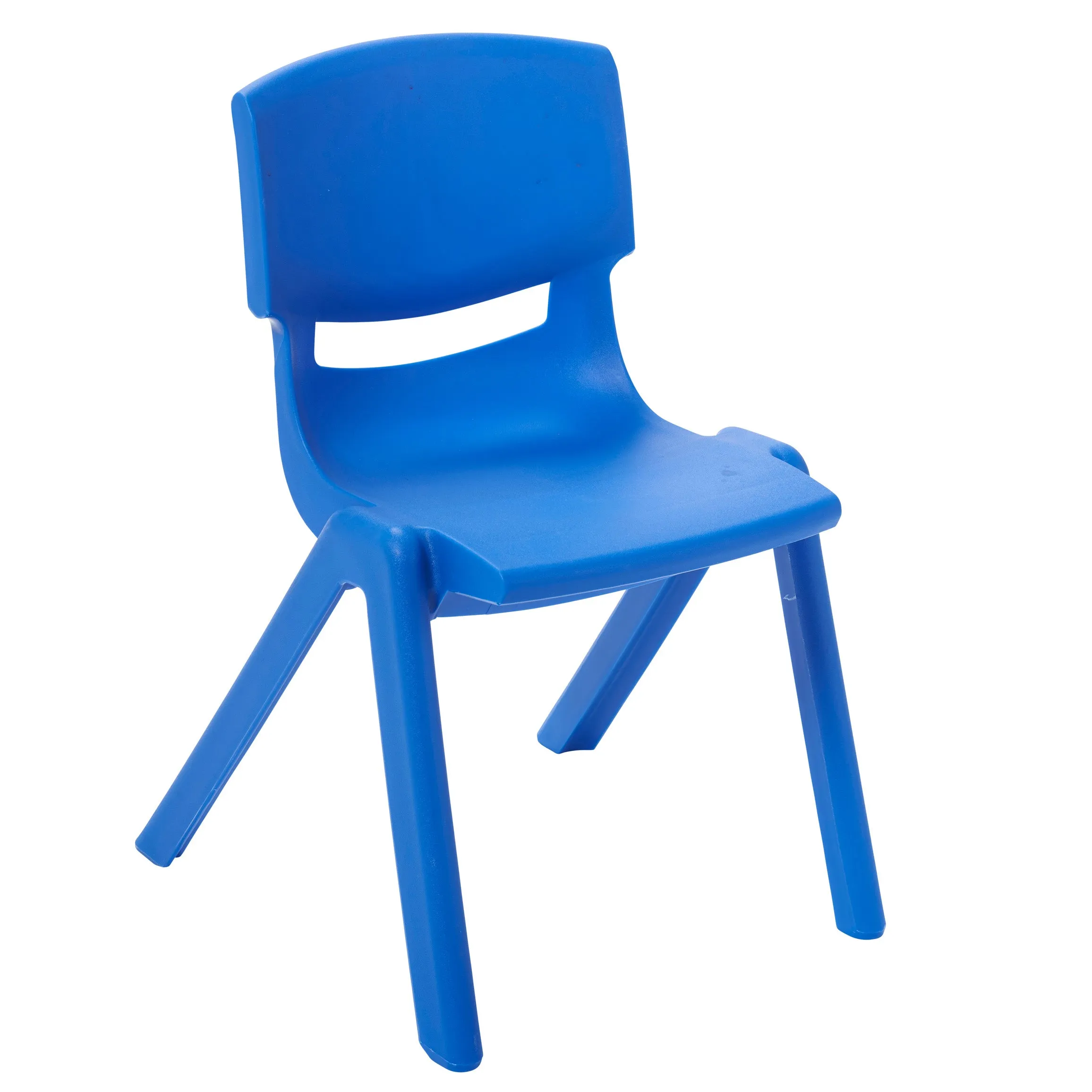 12in Plastic School Stack Chair, Classroom Furniture, Blue, 10-Piece