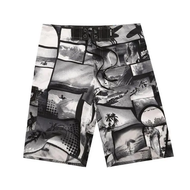 2017 New arrive man bermuda masculina Shorts Mens Board Shorts Summer Big and Tall Short Pants Beach wear Quick Dry Silver