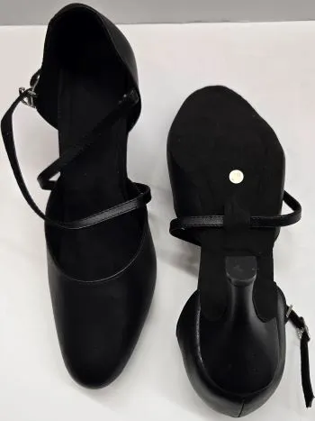 2.5" Rosaria -- Women's X-Strap Closed Toe Ballroom Shoe -- Black