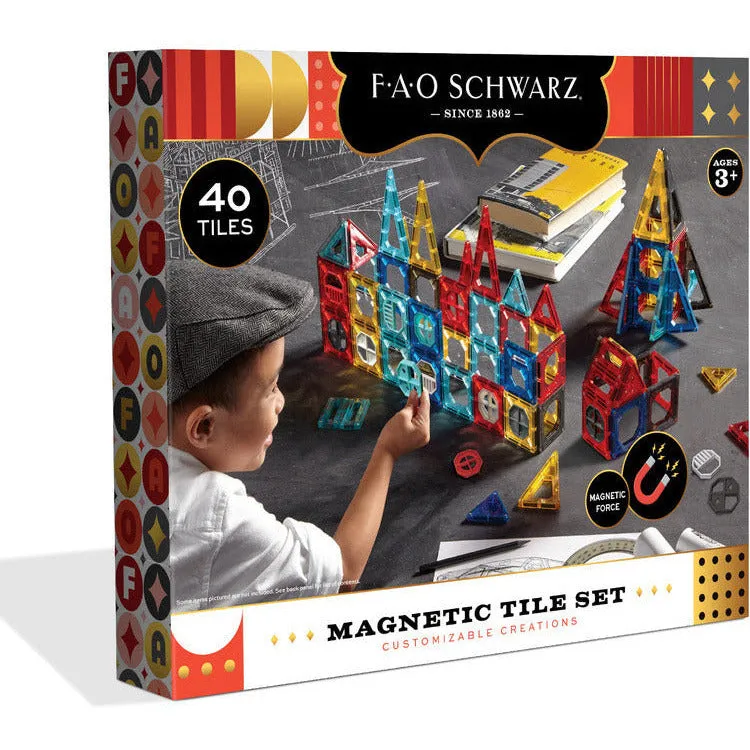 40 Piece Magnetic Tile Set Custom Creation