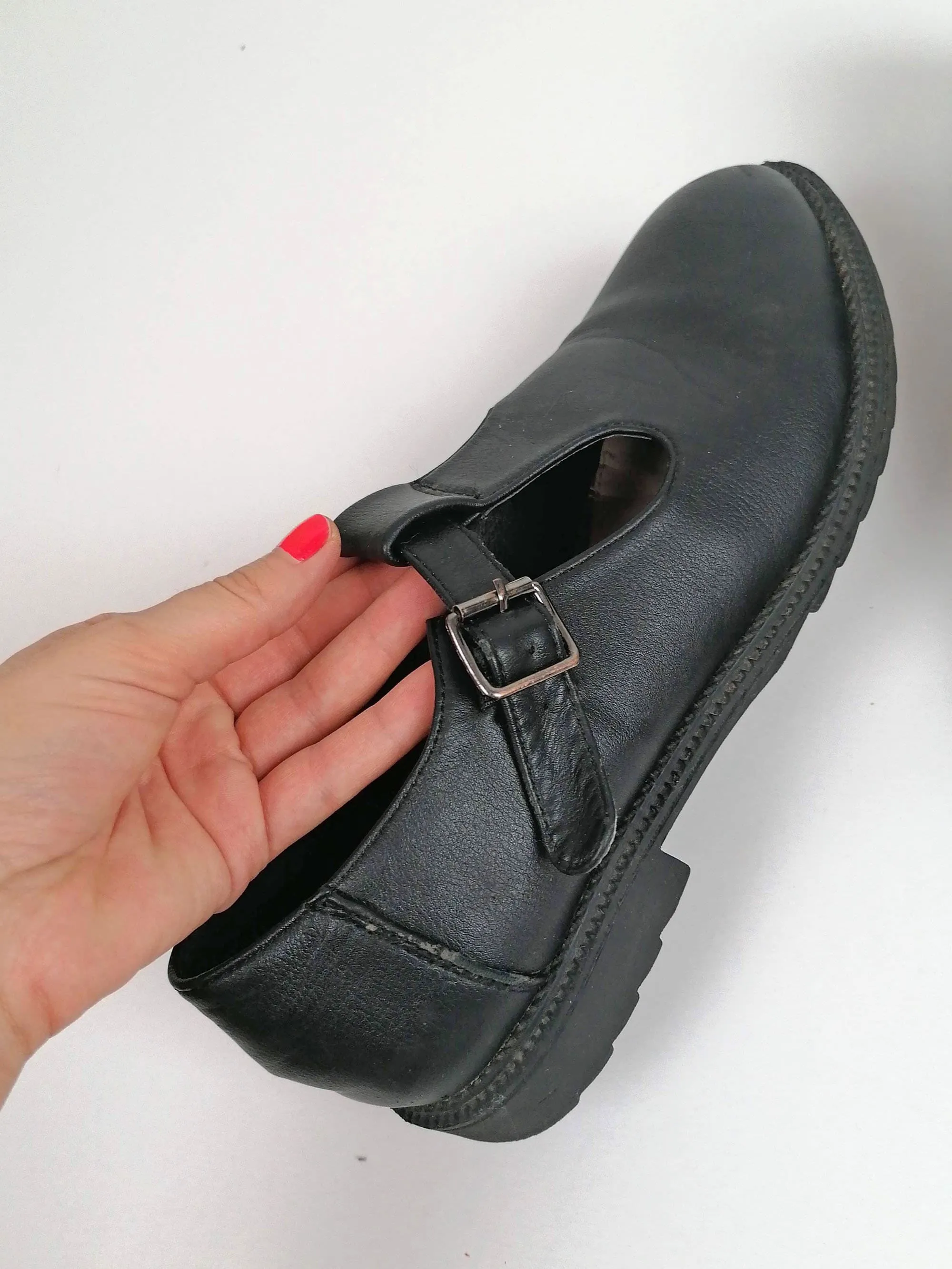 90's Mary-Janes Black Leather -  Size EU 39 / UK 6 / us 8