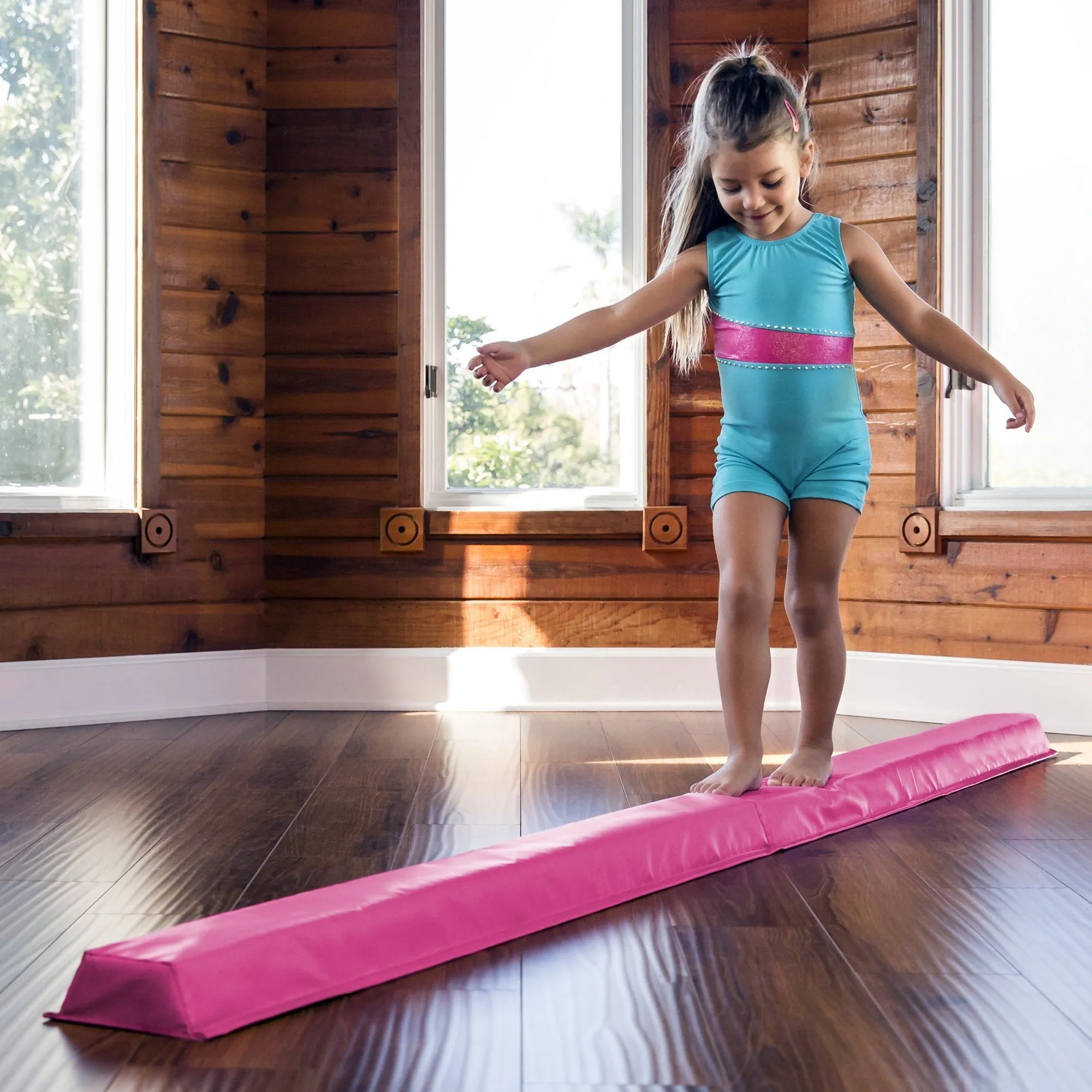 9ft Full Size Folding Floor Balance Beam for Gymnastics and Tumbling