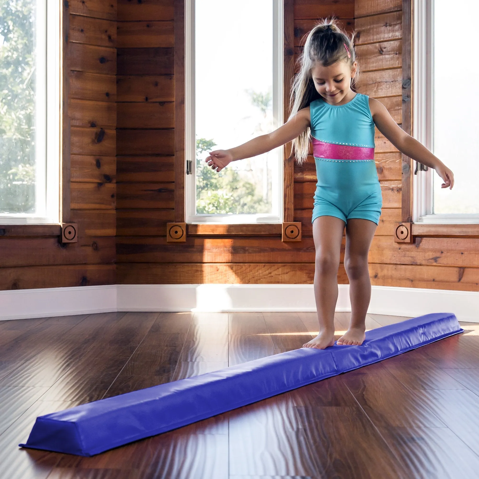 9ft Full Size Folding Floor Balance Beam for Gymnastics and Tumbling