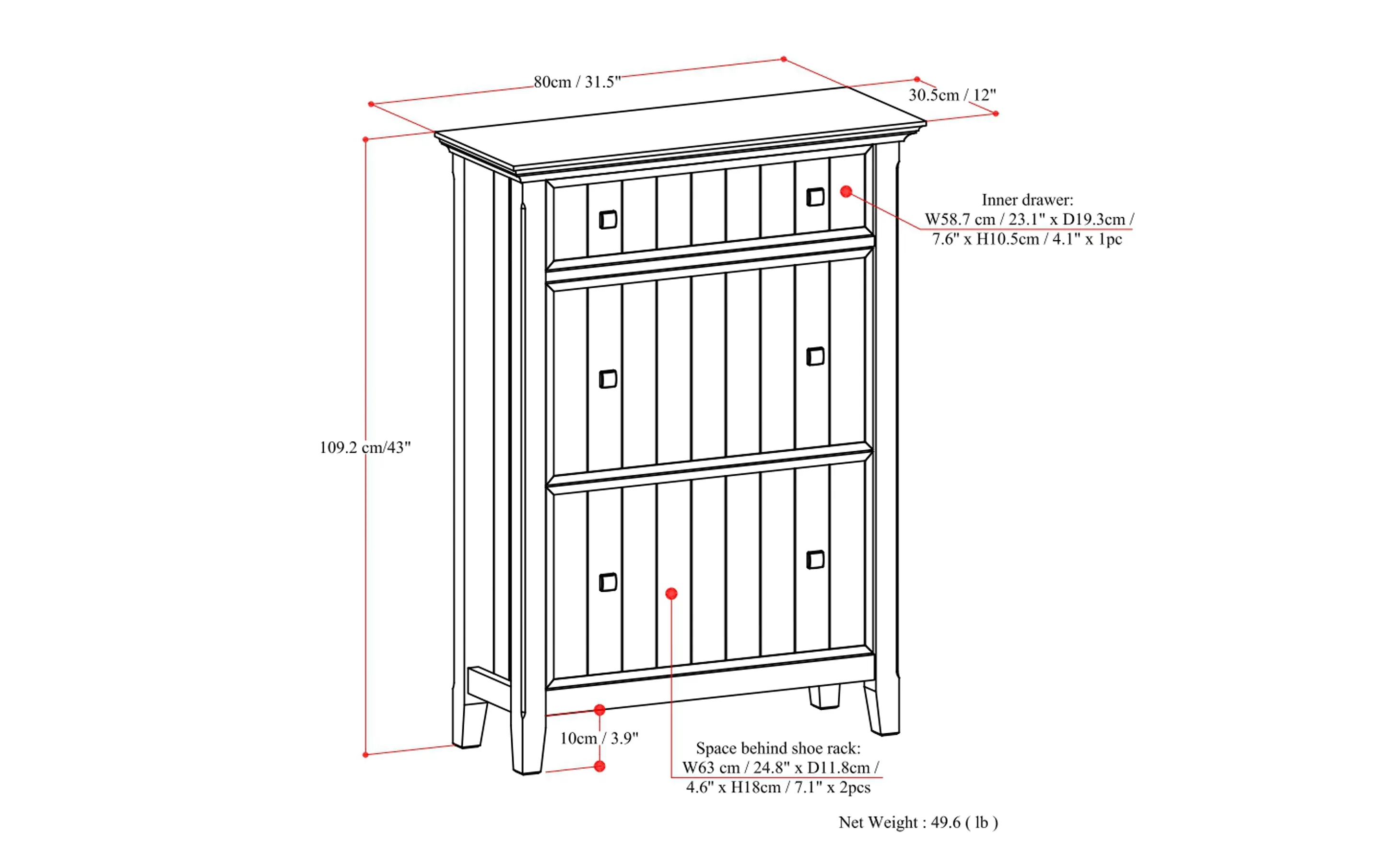 Acadian Entryway Shoe Storage Cabinet