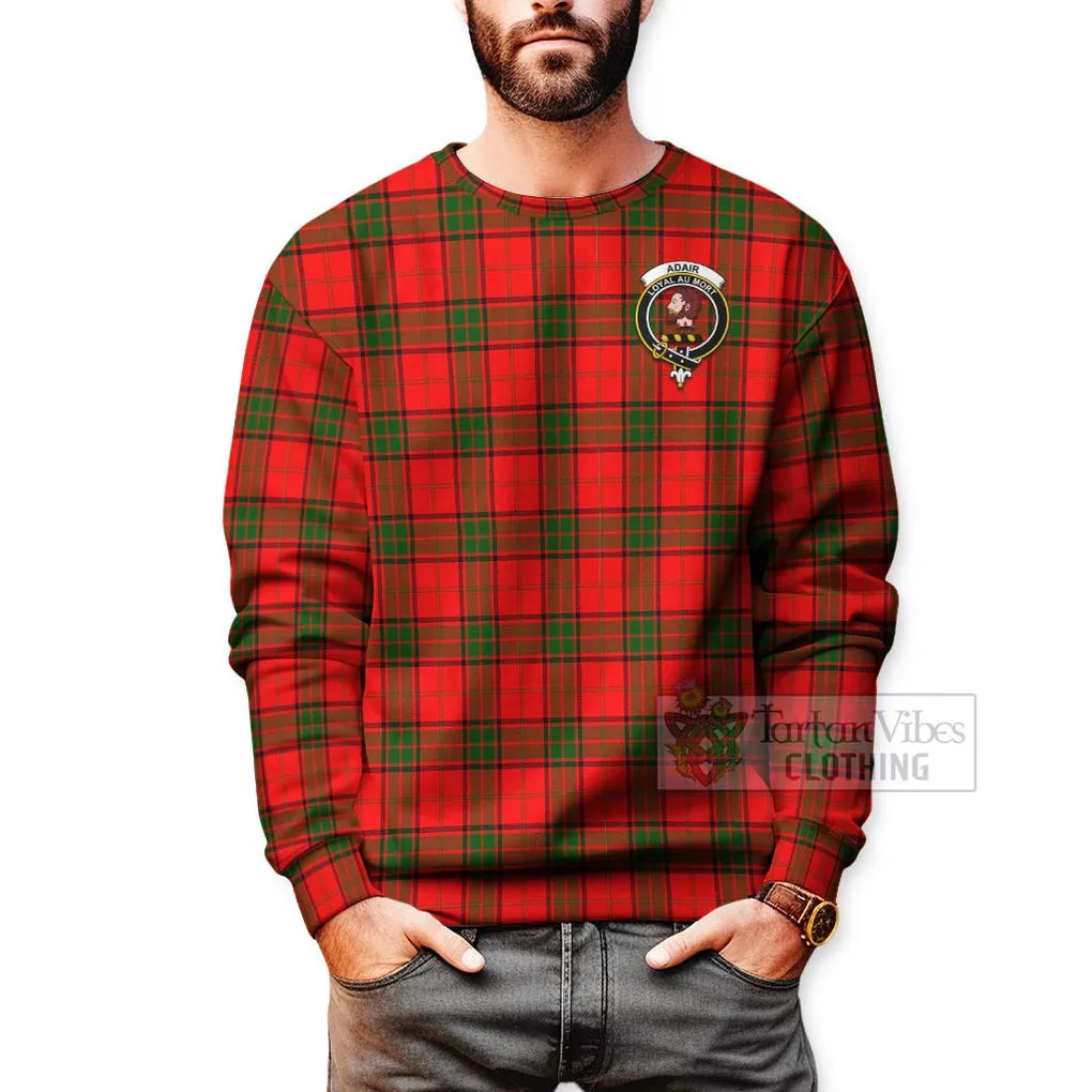 Adair Tartan Sweatshirt with Family Crest Celtic Skull Style