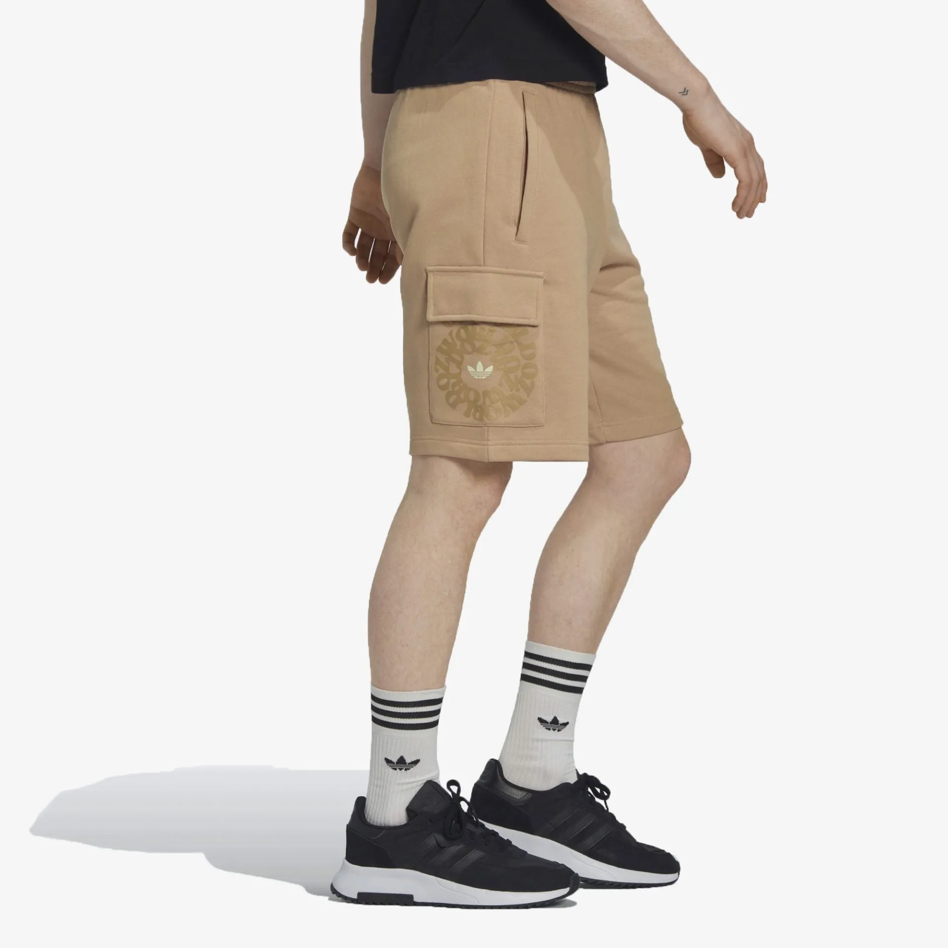 Adidas Originals | GRAPHIC OZWORLD CARGO SHORTS { MAGIC BEIGE