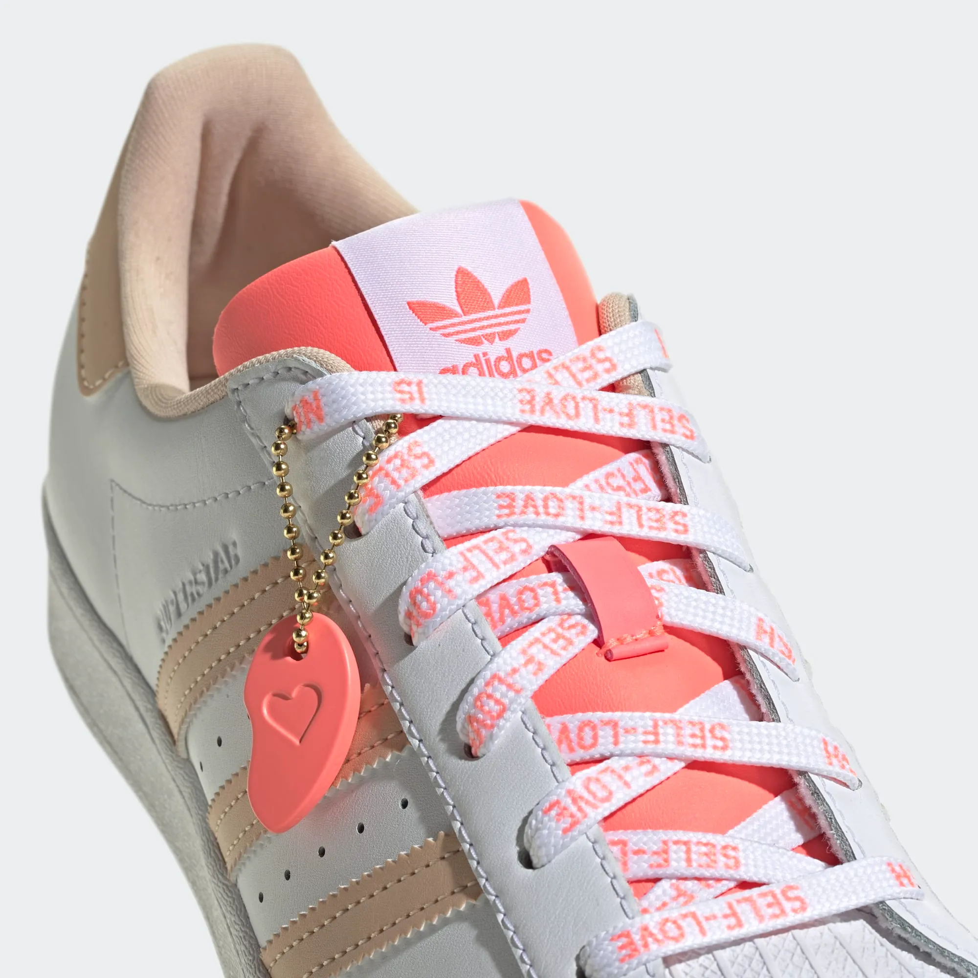 Adidas Women's Superstar Shoes - Cloud White / Halo Blush / Acid Red