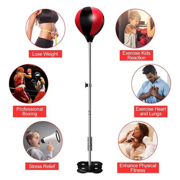 Adult Suction Cup Version Height Adjustable Vertical PU Leather Vent Ball Boxing Speed Ball Family Fitness Equipment with Gloves(Red)