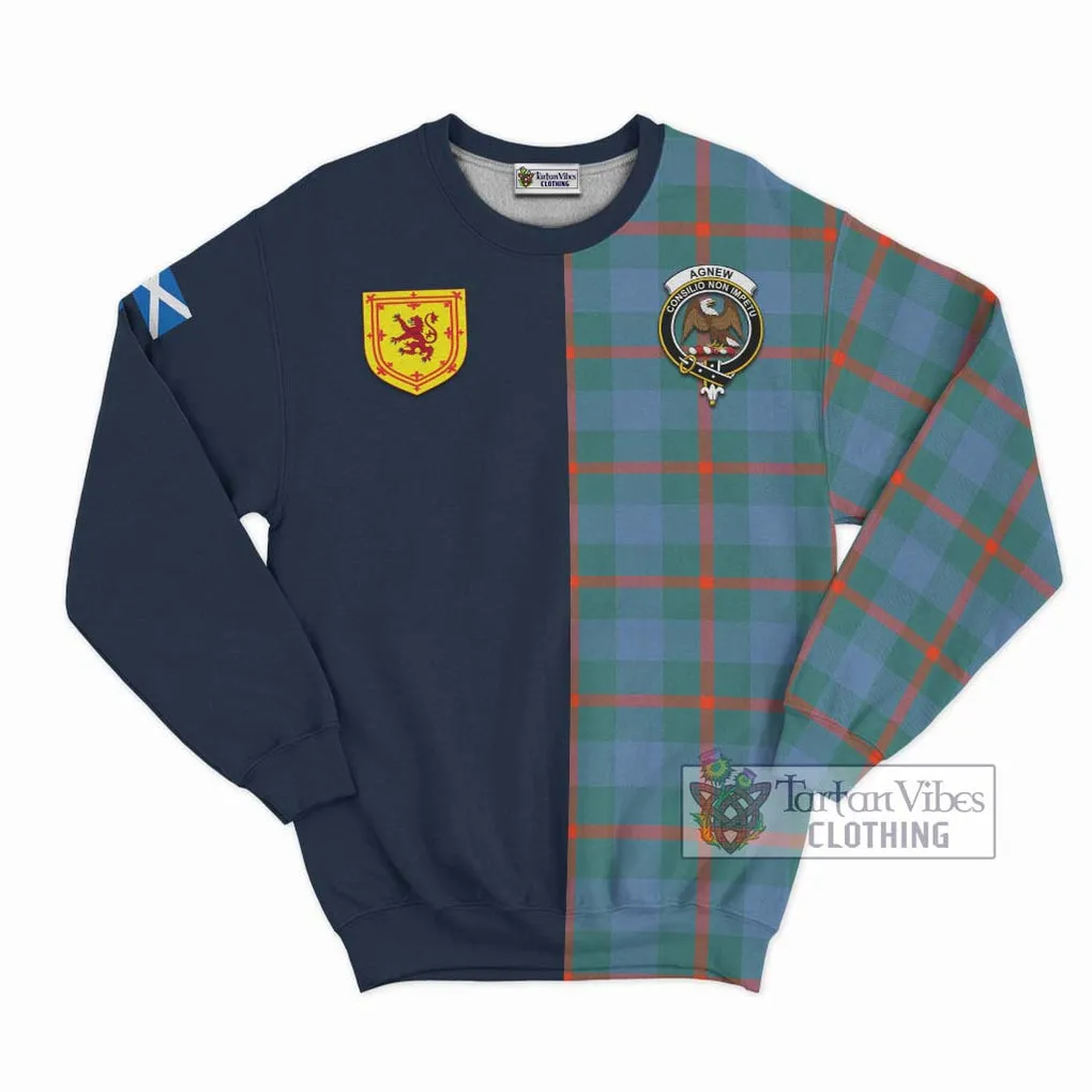 Agnew Ancient Tartan Sweatshirt Alba with Scottish Lion Royal Arm Half Style