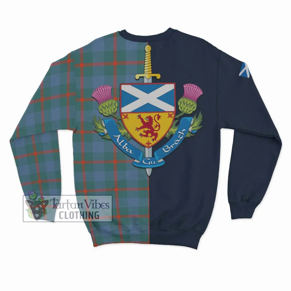 Agnew Ancient Tartan Sweatshirt Alba with Scottish Lion Royal Arm Half Style