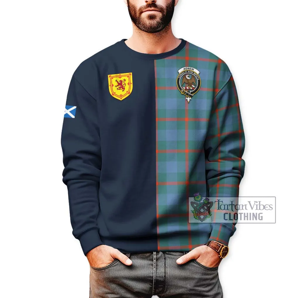 Agnew Ancient Tartan Sweatshirt Alba with Scottish Lion Royal Arm Half Style