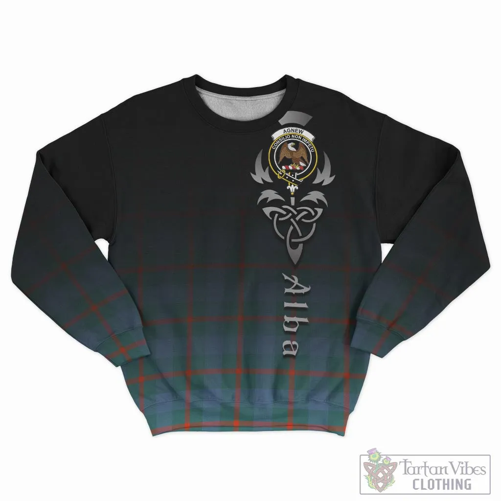 Agnew Ancient Tartan Sweatshirt Featuring Alba Gu Brath Family Crest Celtic Inspired