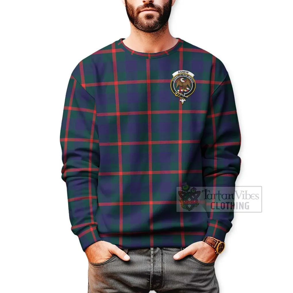 Agnew Tartan Sweatshirt with Family Crest Celtic Skull Style