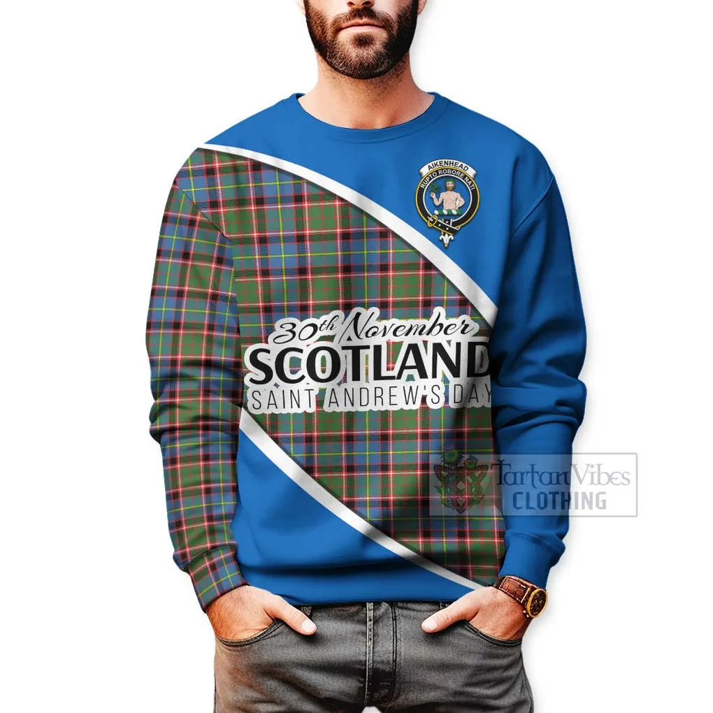 Aikenhead Family Crest Tartan Sweatshirt Celebrate Saint Andrew's Day in Style