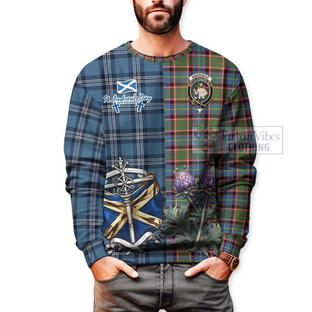 Aikenhead Tartan Sweatshirt Happy St. Andrew's Day Half Tartan Style