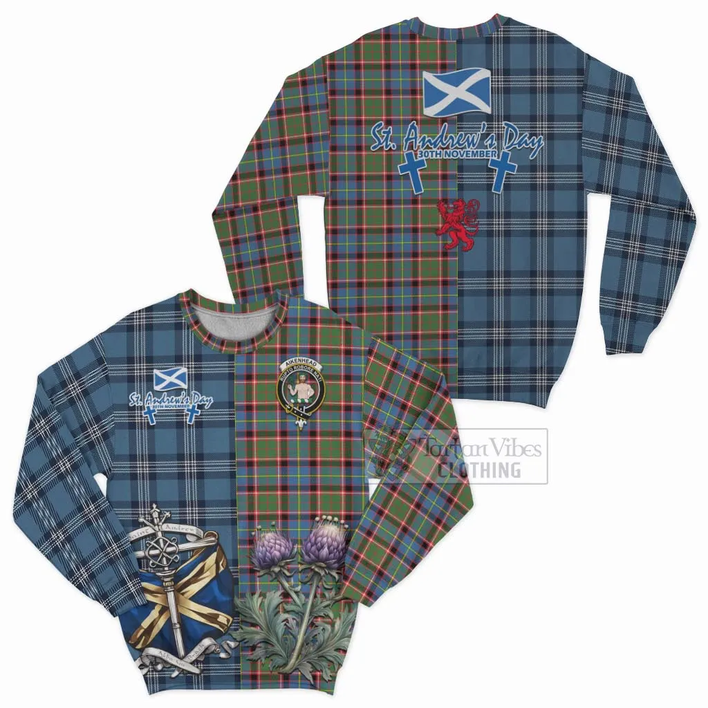 Aikenhead Tartan Sweatshirt Happy St. Andrew's Day Half Tartan Style