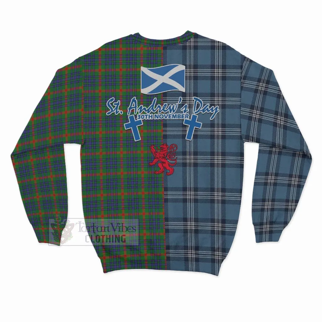 Aiton Tartan Sweatshirt Happy St. Andrew's Day Half Tartan Style