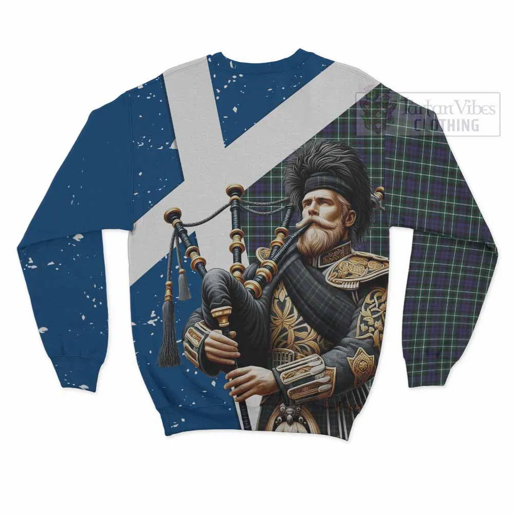 Allardice Tartan Sweatshirt with Family Crest Scottish Bagpiper Vibes