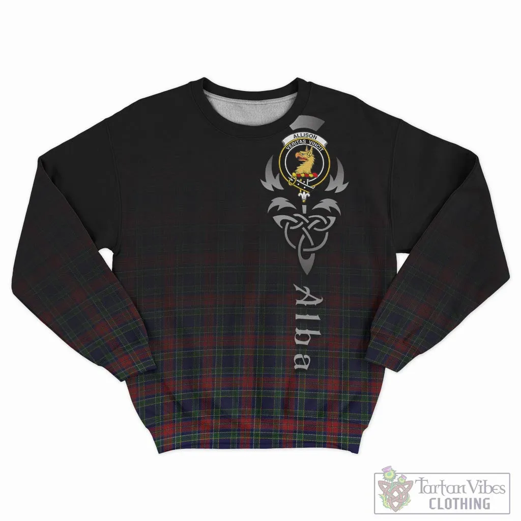 Allison Red Tartan Sweatshirt Featuring Alba Gu Brath Family Crest Celtic Inspired