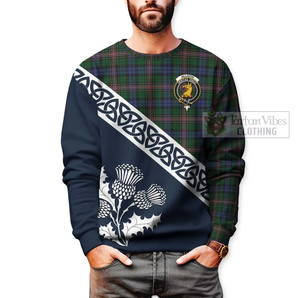 Allison Tartan Sweatshirt Featuring Thistle and Scotland Map