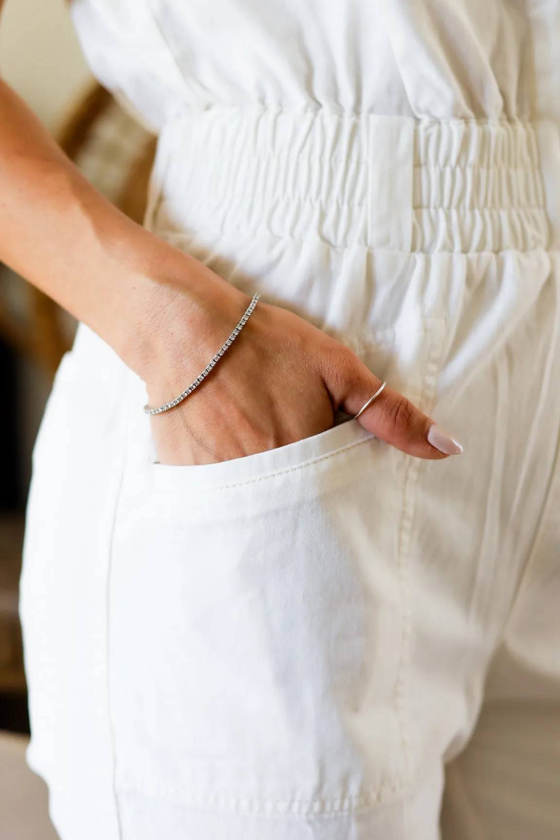 Amanza Denim Jumpsuit- White