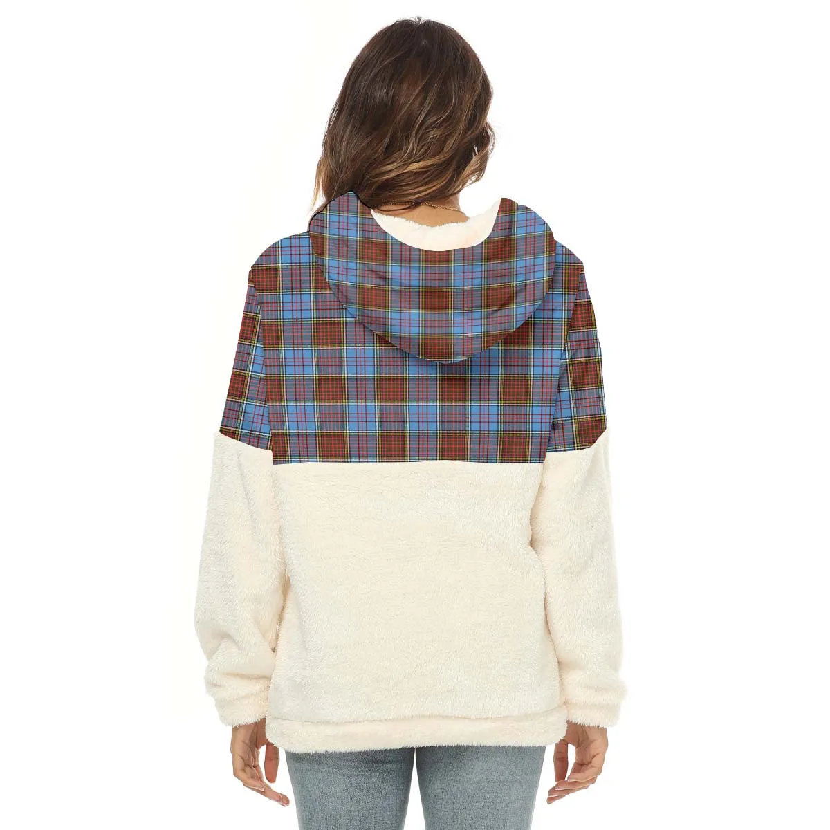 Anderson Modern Tartan Women's Borg Fleece Hoodie With Half Zip