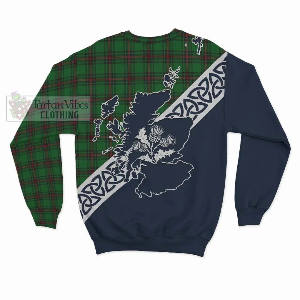 Anstruther Tartan Sweatshirt Featuring Thistle and Scotland Map