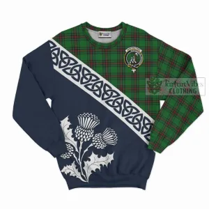 Anstruther Tartan Sweatshirt Featuring Thistle and Scotland Map