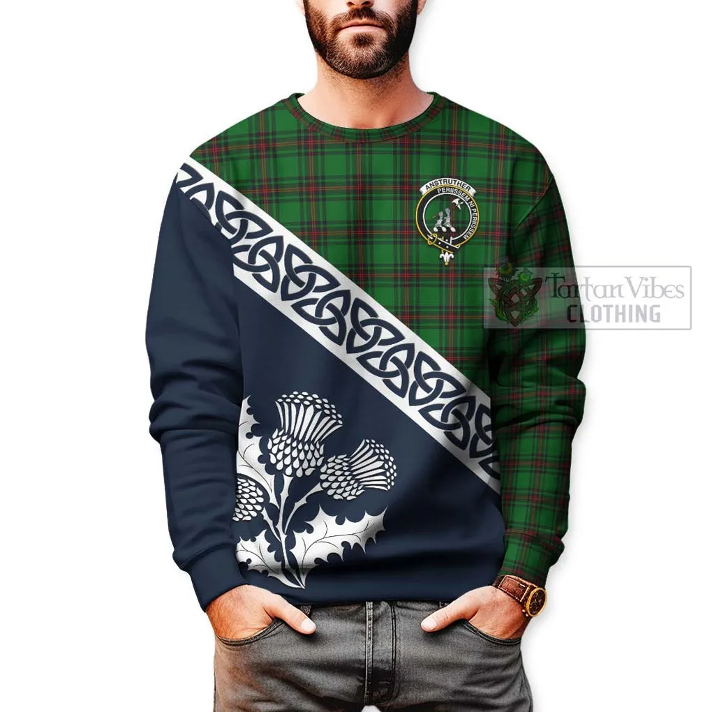 Anstruther Tartan Sweatshirt Featuring Thistle and Scotland Map