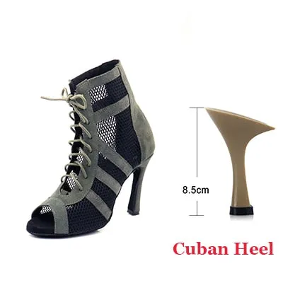 Army Green Suede Latin Dance Boots Ladies Salsa Tango Indoor Sports Ballroom Dance Shoes