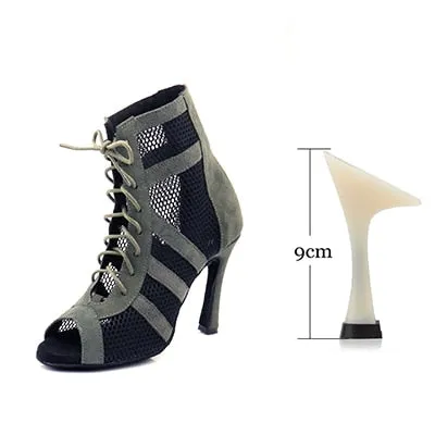 Army Green Suede Latin Dance Boots Ladies Salsa Tango Indoor Sports Ballroom Dance Shoes