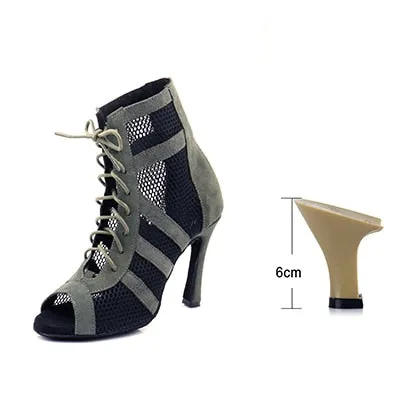 Army Green Suede Latin Dance Boots Ladies Salsa Tango Indoor Sports Ballroom Dance Shoes