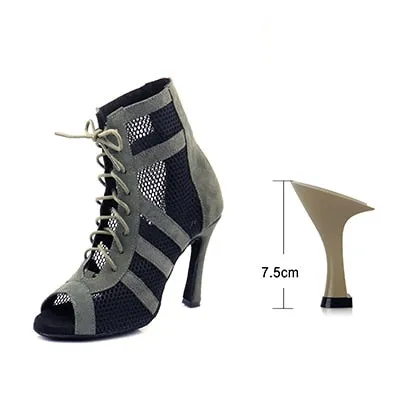 Army Green Suede Latin Dance Boots Ladies Salsa Tango Indoor Sports Ballroom Dance Shoes