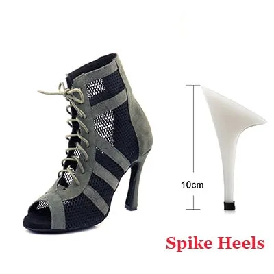 Army Green Suede Latin Dance Boots Ladies Salsa Tango Indoor Sports Ballroom Dance Shoes