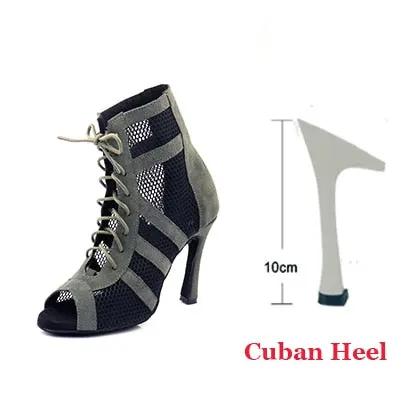 Army Green Suede Latin Dance Boots Ladies Salsa Tango Indoor Sports Ballroom Dance Shoes