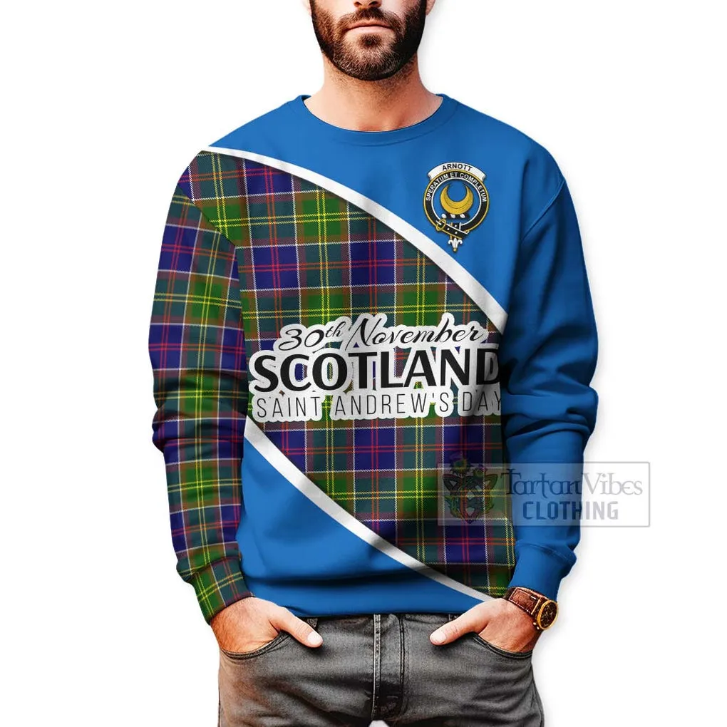 Arnott Family Crest Tartan Sweatshirt Celebrate Saint Andrew's Day in Style