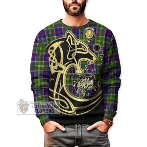 Arnott Tartan Sweatshirt with Family Crest Celtic Wolf Style