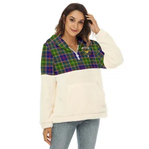 Arnott Tartan Women's Borg Fleece Hoodie With Half Zip with Family Crest