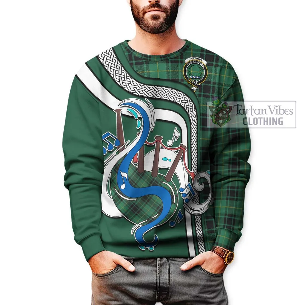 Arthur Ancient Tartan Sweatshirt with Epic Bagpipe Style