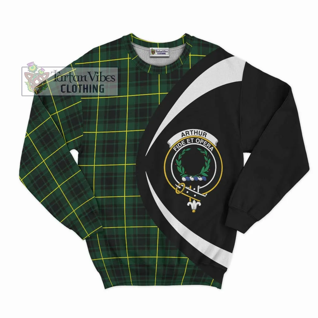 Arthur Modern Tartan Sweatshirt with Family Crest Circle Style