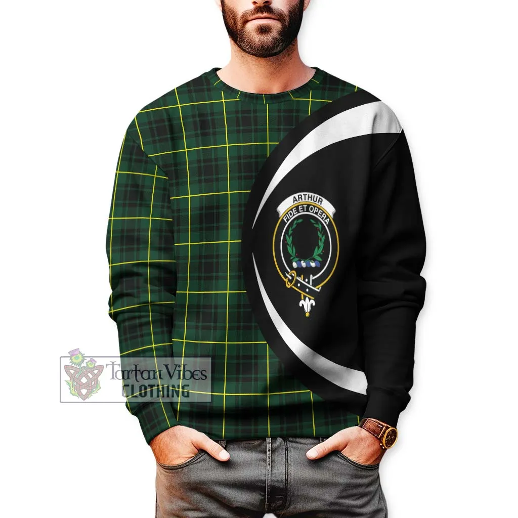 Arthur Modern Tartan Sweatshirt with Family Crest Circle Style