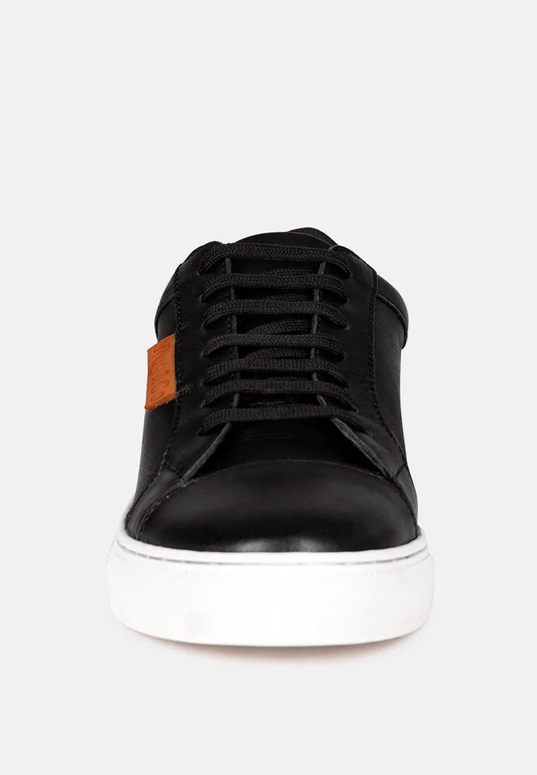 ASHFORD Black Fine Leather Handcrafted Sneakers