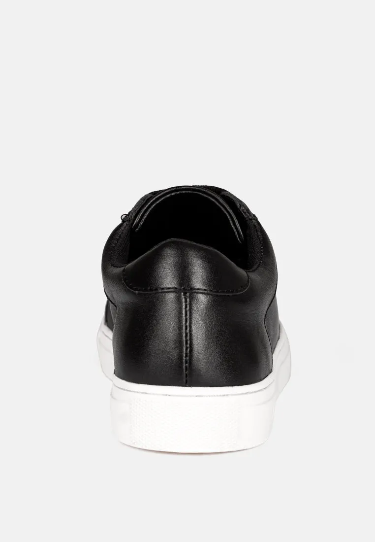 ASHFORD Black Fine Leather Handcrafted Sneakers