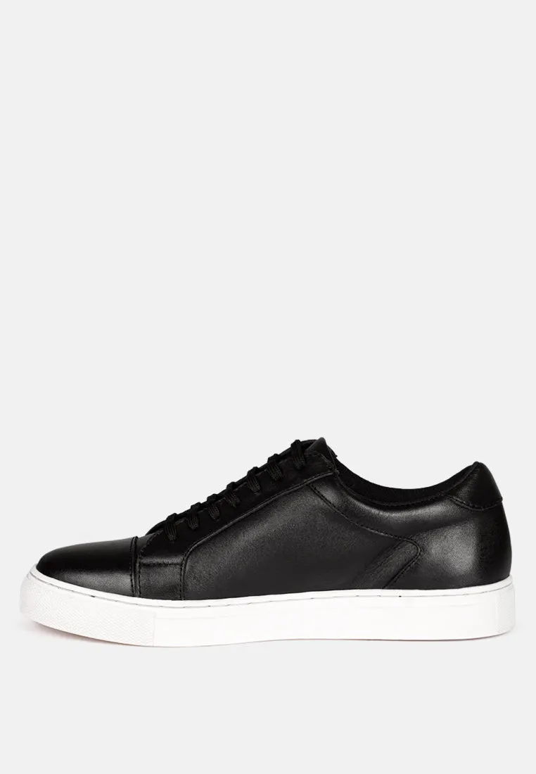 ASHFORD Black Fine Leather Handcrafted Sneakers