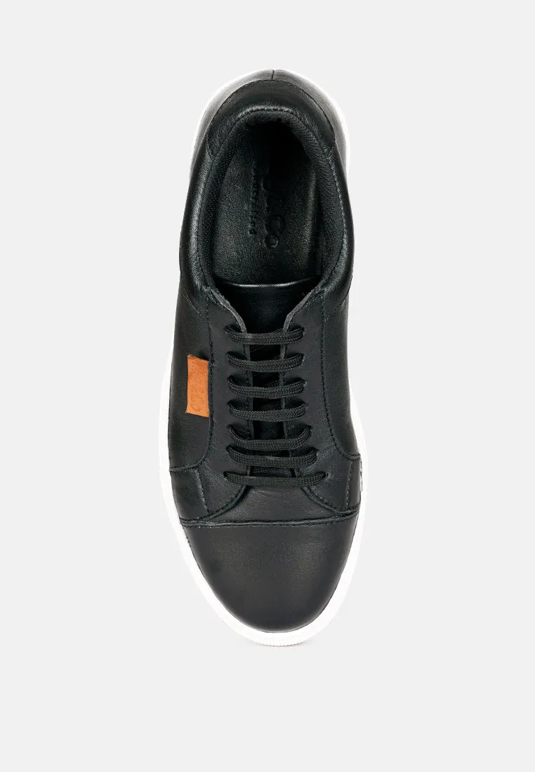 ASHFORD Black Fine Leather Handcrafted Sneakers