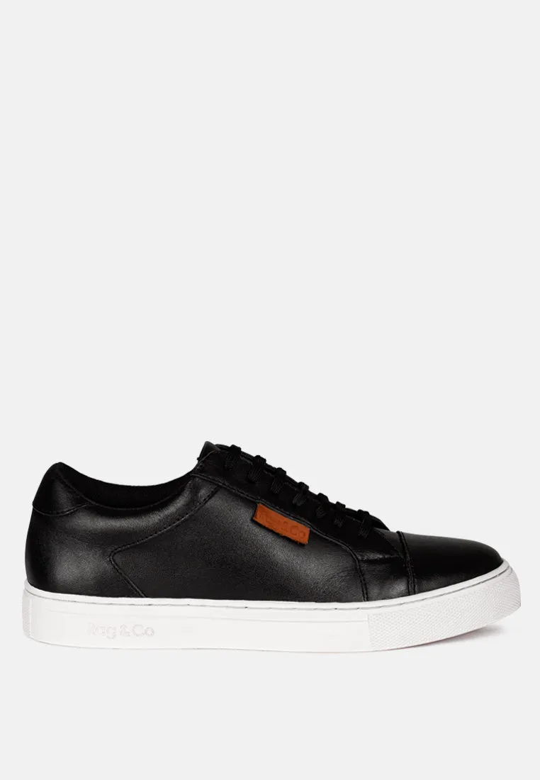 ASHFORD Black Fine Leather Handcrafted Sneakers